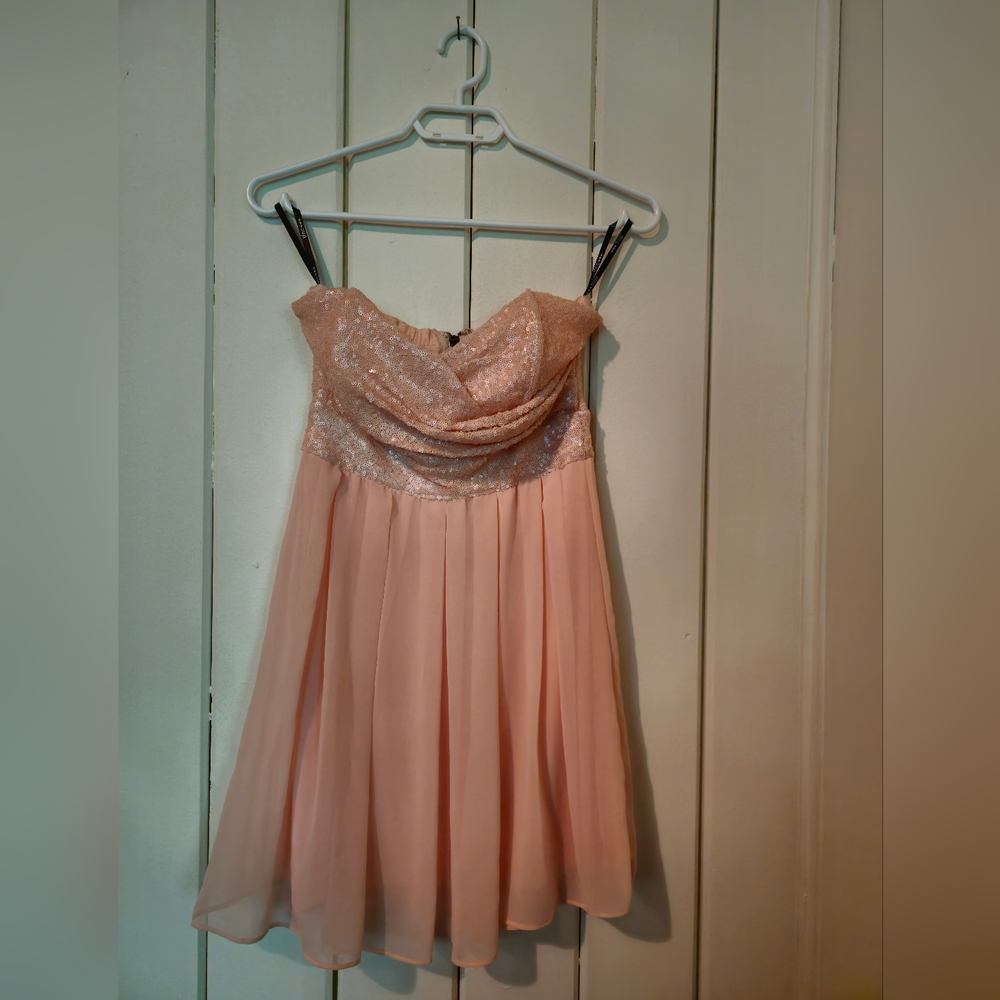 TFNC London pink strapless dress with sequins